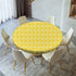 Yellow Oval Geometric Pattern Elastic Edge Table Cover Round, Moroccan Style Fitted Tablecloth, Washable Polyester Table Cloths, Outdoor Patio Picnic Party Dining Tables Decor, Fits Tables 28" to 32"