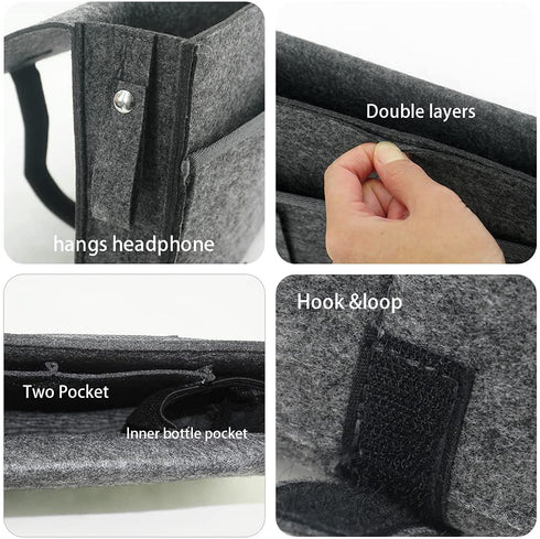 W Design Bedside Caddy, Bed Caddy for College Dorm Room, Bedside Organizer with 2 Heavy Duty Straps Fits Bunk Bed, Bedframe, Sofa, Bedside Pocket for Hospital Bed, Easy DIY Installation.