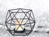 MAINFOR Geometric Tealight Candle Holder Decor for Table Centerpiece, Candle Holder for Pillar Candles Stand Candlestick Holder, Set of 2 Black Metal Wrought Iron Wire Tea Light Candle Sticks Holder