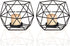 MAINFOR Geometric Tealight Candle Holder Decor for Table Centerpiece, Candle Holder for Pillar Candles Stand Candlestick Holder, Set of 2 Black Metal Wrought Iron Wire Tea Light Candle Sticks Holder
