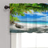 Shrahala Tropical Beach Palm Tree Kitchen Valances Half Window Curtain, Summer Holiday Beach Palm Trees Blue Kitchen Valance for Window Ink Printing Kitchen Valances for Kitchen Decor 52x18 inch