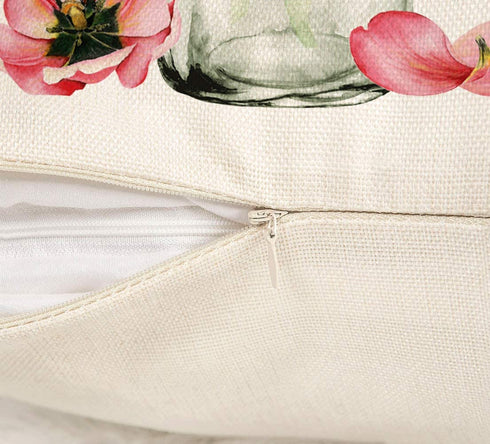 4TH Emotion Spring Tulips Pillow Covers 18x18 Set of 4 Easter Farmhouse Decor Valentines Decoration Mothers Day Cushion Case for Sofa Couch Polyester Linen