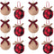 Ivenf Christmas Tree Decorations, 12pcs Buffalo Plaid Burlap Farmhouse Christmas Ornaments, Red Black Country Xmas Decor Indoor, Cute Rustic Xmas Ball for Home Office Family Holiday Party, Unbreakable