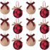 Ivenf Christmas Tree Decorations, 12pcs Buffalo Plaid Burlap Farmhouse Christmas Ornaments, Red Black Country Xmas Decor Indoor, Cute Rustic Xmas Ball for Home Office Family Holiday Party, Unbreakable