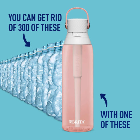 Brita Plastic Water Filter Bottle, 26 Ounce, Blush, 1 Count