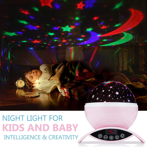 Elecstars Night Lights, Rechargeable Star Projector with Remote Control and Timer Auto Off Design, Rotating Projection Lighting Lamp, Room Decor (Pink)