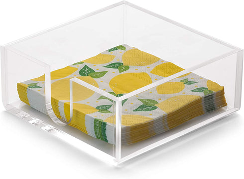 SimplyImagine Napkin Holder - Cocktail & Beverage Clear Acrylic Napkin Storage for Bar, Kitchen, Restaurant, Countertop - Decorative, Elegant & Modern Square Paper Tray for Indoor/Outdoor Dinner Use