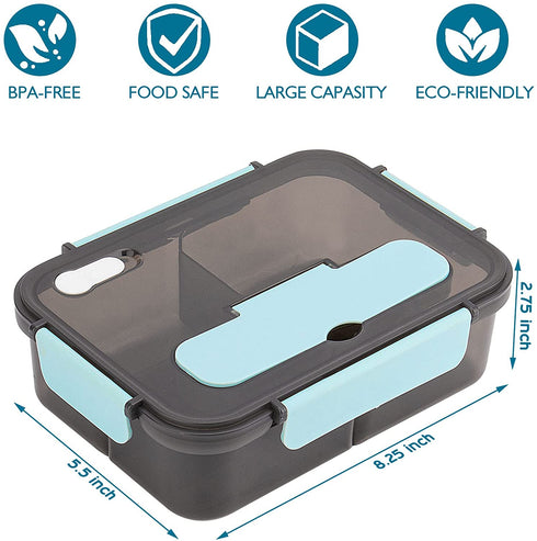 Bento box adult lunch box,lunch box kids,1500ML for lunch,Microwave & Dishwasher & Freezer Safe, BPA Free (BLACK)