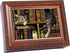 Cottage Garden Cat Sleeping in Library Woodgrain Rope Trim Music Box Plays That's What Friends are for