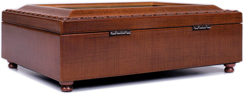 Cottage Garden Cat Sleeping in Library Woodgrain Rope Trim Music Box Plays That's What Friends are for