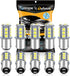 Qoope 1142 1076 LED Bulb for RV, 1004 BA15D White Light Bulb Replacement for 12V Camper Trailer Motorhome Boat Interior Light, 5050 18SMD Double Contact Bayonet,#90 Yard Landscape Bulb (10 Pack)