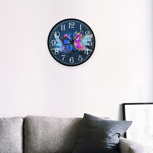 Clock time Silent Non Ticking Round Wall Clock 10 inch Easy to Read for Home Kitchen Living Room Office Bathroom Bedroom