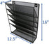 Wall File Mesh Organizer - 5 Pockets - Hanging Letter & Document Holder - Black - for Office and Home
