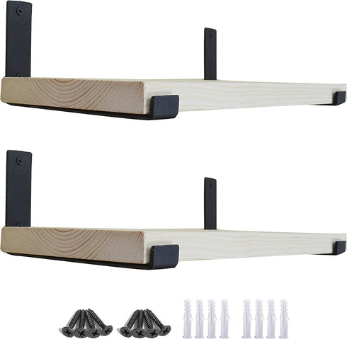 AddGrace 4 Pack Iron Shelf Brackets Angle Lip Bracket Wall Mounted Shelving Support with Screws for Wood Board Shelves (Black) 8 inch