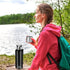 Insulated vacuum Thermo Bottle 25oz with cup lid Leakproof stainless water flask for coffee hot and cold drink.(Black,750ml)