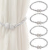 Bling Magnetic Curtain Tiebacks, Decorative Curtain Holdbacks, Crystal Tie Backs for Curtains, Curtain Holders for Window Draperies - 16 inch, Grace, Simplicity & Elegance (Silver, 4)