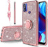 B-wishy for Motorola Moto G Pure Case.Moto G Power Case 2022 for Women, Glitter Crystal Butterfly Heart Floral Slim TPU Luxury Bling Cute Cover with Kickstand+Strap for Motorola Moto G Pure (Pink)