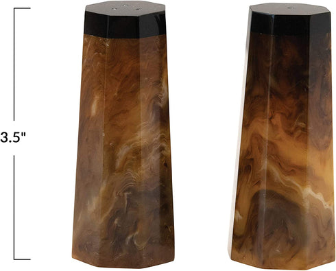 Creative Co-Op Resin, Horn Finish, Set of 2 Salt & Pepper Shaker, 3.5", Multi Color