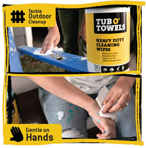 Tub O Towels TW90 Heavy-Duty 10" x 12" Size Multi-Surface Cleaning Wipes, 90 Count Per Canister
