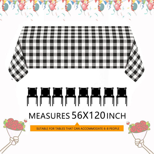 Plaid Tablecloths Valentines Tablecloths Farmhouse Black and White Checkered Tablecloth Buffalo Table Linen for Valentines Party Decorations 56x120 inch