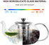 Glass Teapot Kettle, OAMCEG 40 OZ / 1.2 L Teapot with Removable Infuser & Lid & Handle, Glass Tea Kettle Stovetop Safe, Great For Loose Leaf Tea, Blooming Tea, Tea Bags & Fruit Infused Water