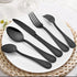 LIANYU 20-Piece Black Silverware Set for 4, Stainless Steel Flatware Cutlery Set with Pearled Edge, Home Kitchen Restaurant Tableware Utensils Include Knives Spoons Forks, Dishwasher Safe