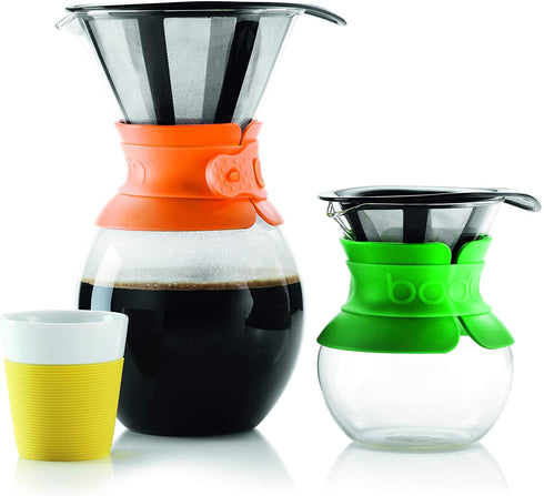 Bodum Pour Over Coffee Maker with Permanent Filter, 1 Liter, 34 Ounce, Black Band