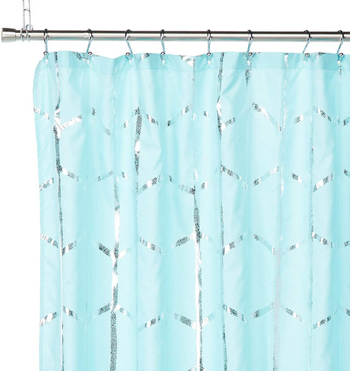 Intelligent Design Raina Shower Curtain Printed Geometric Metallic Machine Washable Modern Home Bathroom Decorations, 72 in x 72 in, Aqua