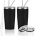 2 Pack Travel Tumblers, 20 Oz Stainless Steel Tumblers with Lids Straws, Vacuum Insulated Tumblers, Double Wall Travel Tumblers, Powder Coated Insulated Coffee Cup for Hot and Cold Drinks, Black