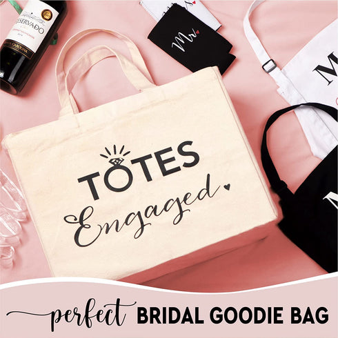 Prazoli Engaged Tote Bag - Engagement Gifts for Couples & Women , Bachelorette Gifts for Bride to Be Gifts , Honeymoon Essentials , Engaged Gifts for Her , Cute Bridal Shower Gift for Future Mrs