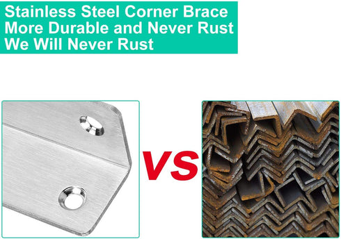 30PCS Stainless Steel Corner Brace, 2.3?x 1? Small Corner Brackets, Heavy Duty 90 Degree Internal Angle Brackets, L Shape Brackets Joint Fastener for Wood Furniture Board Window Cabinet Table