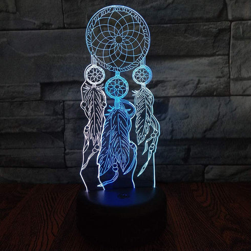 YAOFAR Dream Catcher Night Light LED 3D Illusion USB Dreamcatcher Lamp Present Birthday Gift for Baby Toddler Boy Girl Kid Mother Nursery Bedroom Room Decor (Dream)