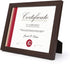 Frametory, 8.5 X 11 Certificate Frame with Back Hangers for Wall Display, Easel Stand Picture Frame for Diploma, Documents, Awards, Wide Molding (Walnut, 2-Pack)