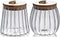 Small Glass Coffee Nuts Canister Airtight Storage Jar Petal Decorative Container with Bamboo Lid Metal Handle Easy to Grasp 700ml, 23 FL OZ (Set of 2)