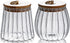 Small Glass Coffee Nuts Canister Airtight Storage Jar Petal Decorative Container with Bamboo Lid Metal Handle Easy to Grasp 700ml, 23 FL OZ (Set of 2)