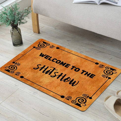 Funny Doormat Welcome to The Shitshow Entrance Floor/Outdoor/Indoor/Front Door Mat Bathroom/Kitchen Rugs Personalized Monogram Welcome Mat 23.6"(W) X 15.7"(L) Machine Washable Mat