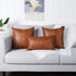 MANDIOO Set of 2 Faux Leather Decorative Throw Pillow Covers Modern Solid Outdoor Cushion Cases Luxury Pillowcases for Couch Sofa Bed 12x12 Inches Brown