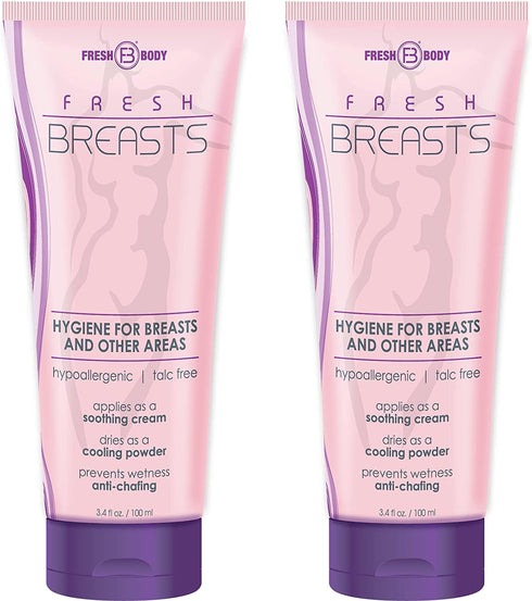 Fresh Body FB Fresh Breasts Anti-Chafing Soothing Lotion for Women, 3.4 Ounce (2 Pack)