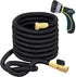 TheFitLife Flexible and Expandable Garden Hose - Triple Latex Core with 3/4" Solid Brass Fittings and 8 Function Spray Nozzle, Easy Storage Kink Free Water Hose (50 FT)
