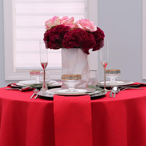 Kadut Red Tablecloth - 120" Inch Round Tablecloths for Circular Table Cover in Red Washable Polyester - Great for Buffet Table, Parties, Holiday Dinner & More