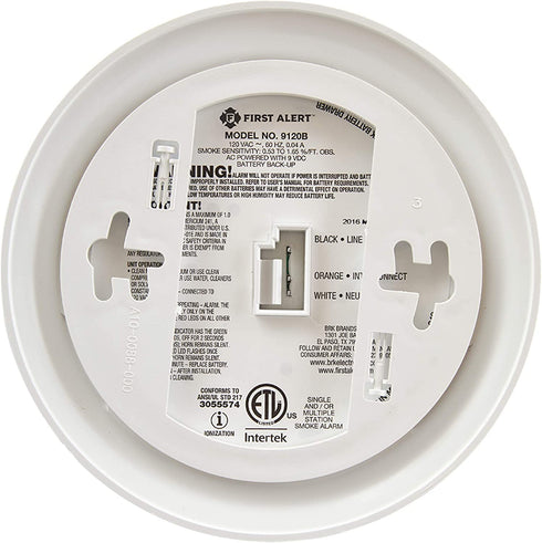 First Alert BRK 9120B Hardwired Smoke Alarm with Battery Backup , White