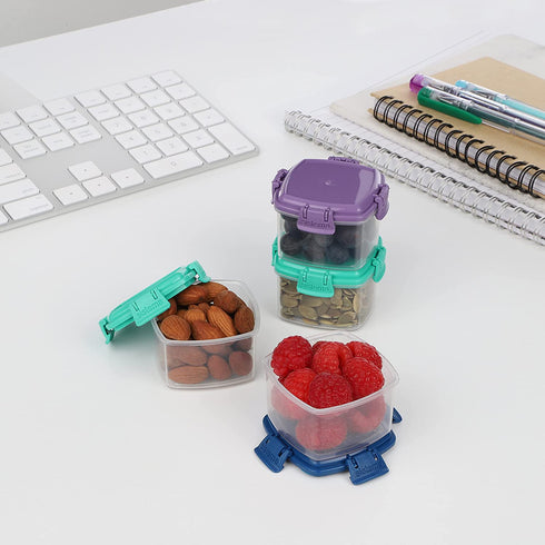 Sistema To Go Collection Mini Knick Knack Snack Container, 2.09 oz./62 mL, Pink/Green/Blue/Purple, 4 Count