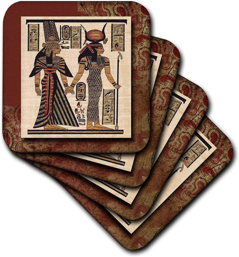3dRose CST_99429_1 Ancient Egyptian Papyrus-Soft Coasters, Set of 4