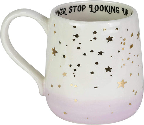 Enesco Our Name is Mud Gold Stars Never Stop Looking Up Coffee Mug, 1 Count (Pack of 1), Multicolor