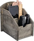 VERGOODR 3 Slot Rustic Wooden Remote Control Frame Media Organizer, Office Supply Storage Rack,Pen Storage Box (Rock Grey)
