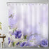 LB Pastel Flower Bouquet Ombre Background Shower Curtain Purple Floral Restroom Bathroom Curtains Hooks Durable Waterproof Fabric Curtain Set, 70 x 70 Inches