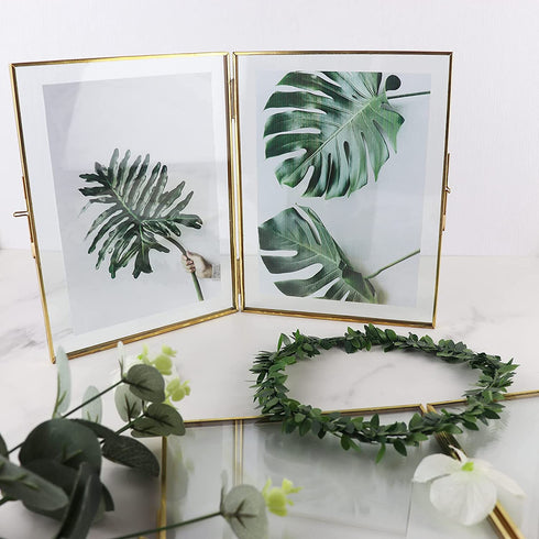 Double Floating Brass 4x6 Picture Frame Double 4x6 Folding Picture Frames,2 Opening Fold Photo Frame Gold Metal Pressed Classical Photo Frame,Wedding,Events Gifts