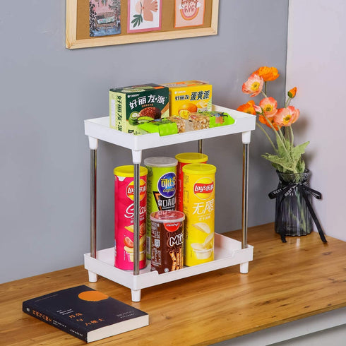 Bathroom Organizer Countertop, 2-Tire Skincare Organizers Vanity Tray Corner Shelf for Makeup Cosmetic Perfume, Multi-Functional Acrylic Organizer in Vanity Dresser Bathroom Kitchen Living Room etc.