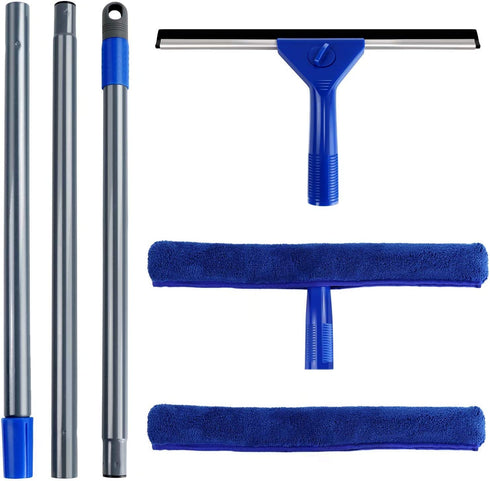 MASTERTOP Window Squeegee Cleaning Tool - Outdoor Window Cleaner, Window Washing Kit, Extension Pole, Streak Free Shine, Easily Squeegee for Window Cleaning