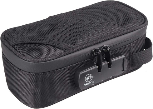 FIREDOG Smell Proof Bag with Lock, Carbon Lined Odor Proof Case Containers for Travel Storage (Black, 8x4x2.75 Inch)